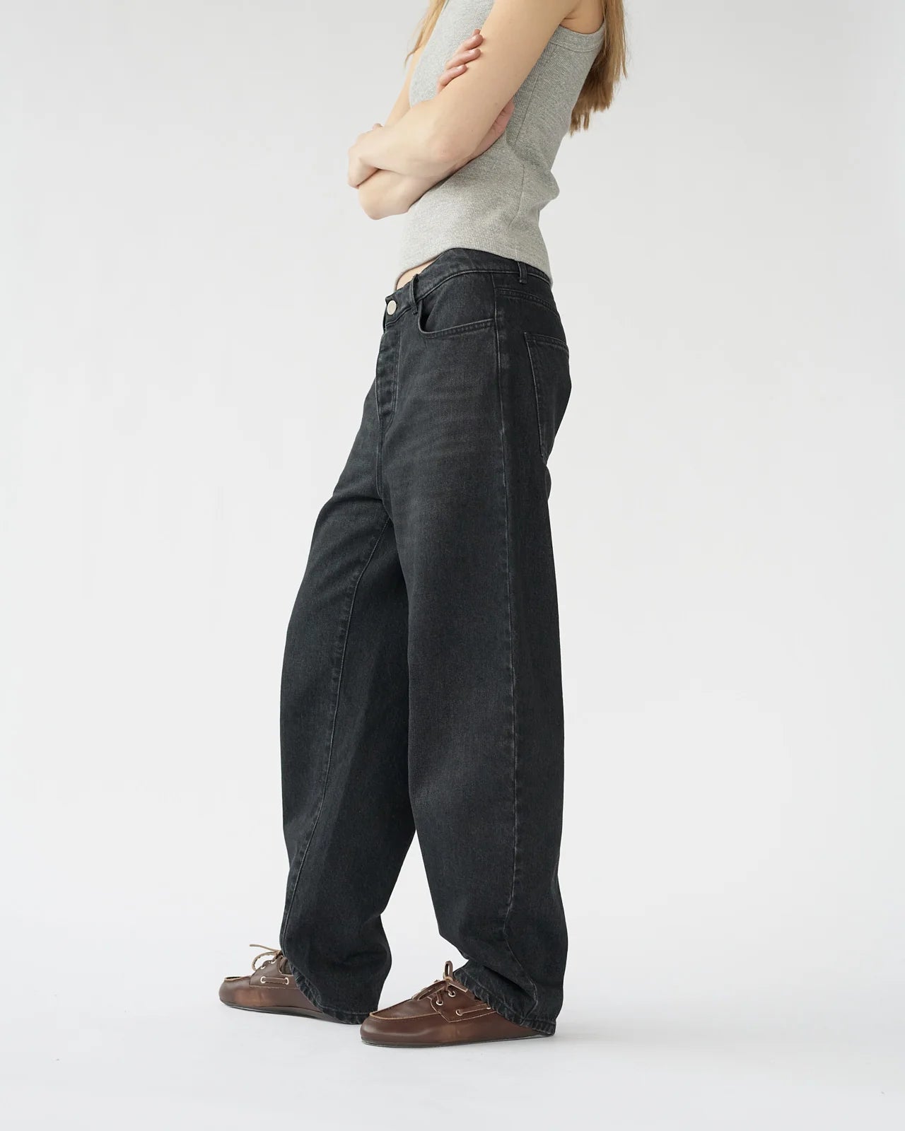 Hemp / Cotton Barrel Jeans / Washed Black