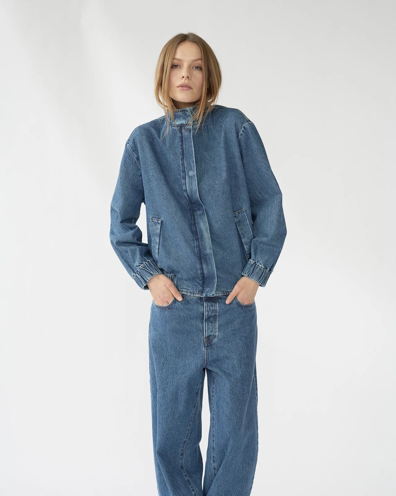 Hemp / Cotton Barrel Jeans / Washed Blue
