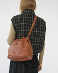 Full Grain Leather Bucket Bag / Cognac