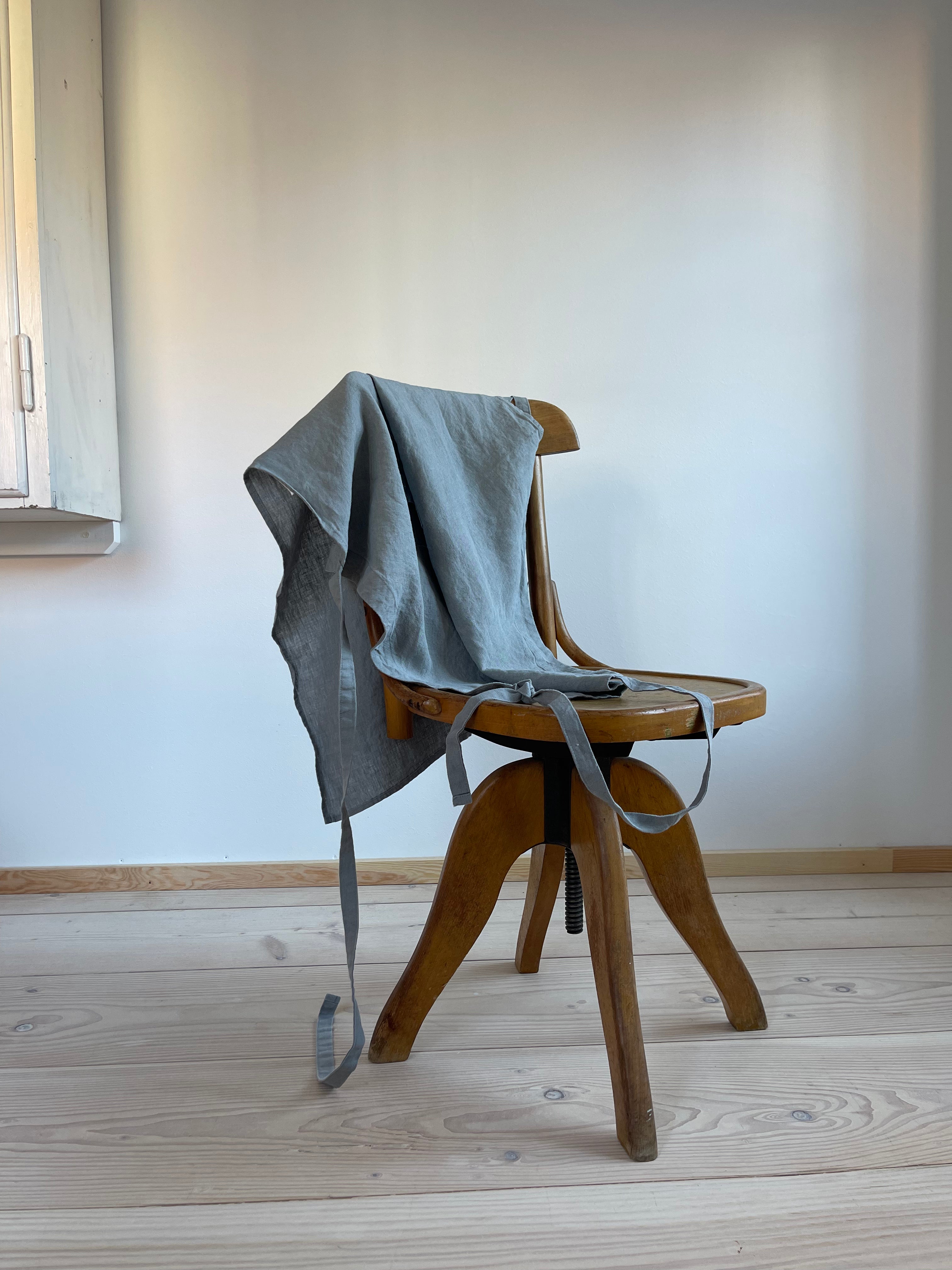 Linen Classical Apron / Blue Grey