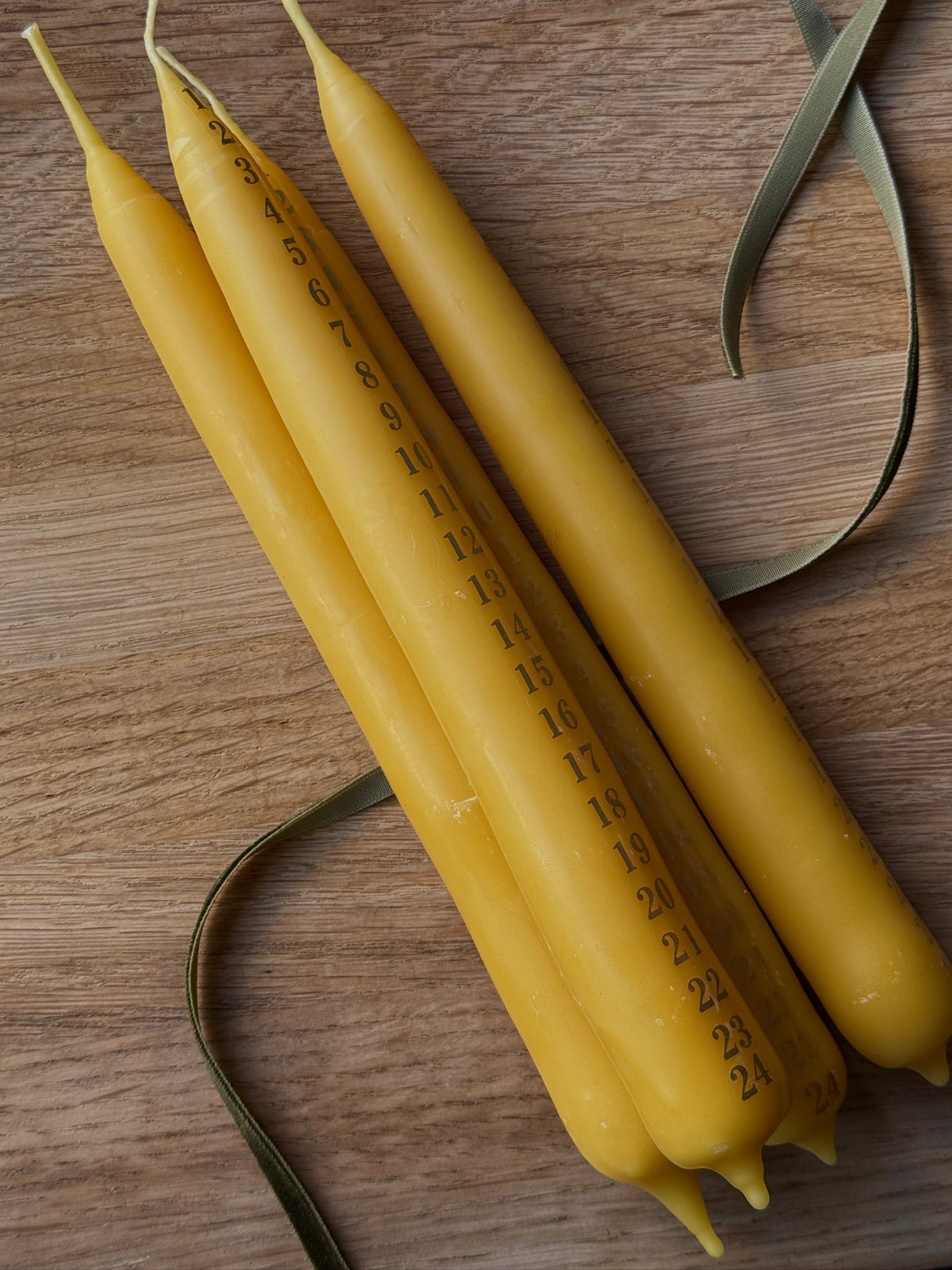 Hand Dipped Beeswax Calendar Candle