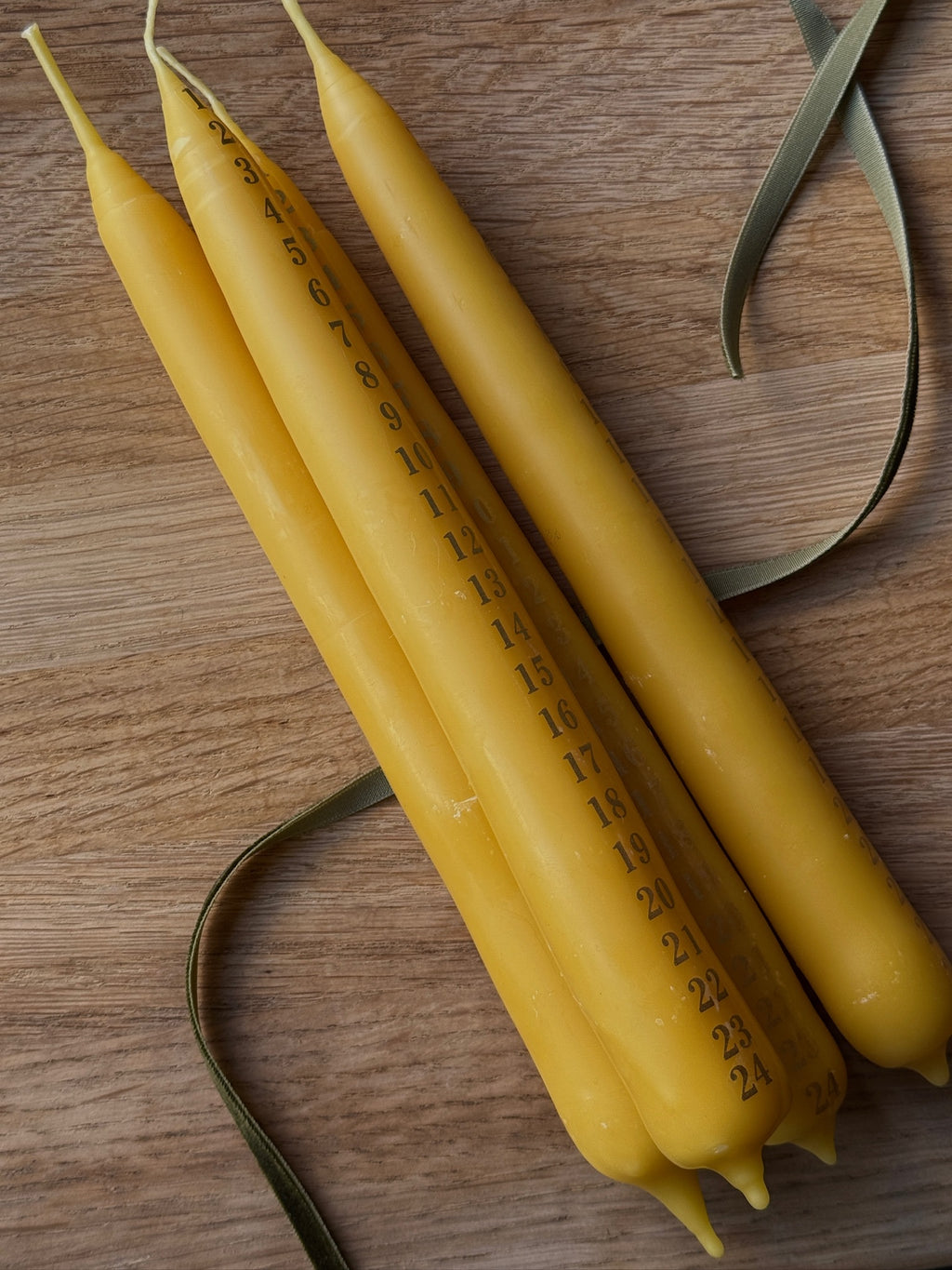 Hand Dipped Beeswax Calendar Candle