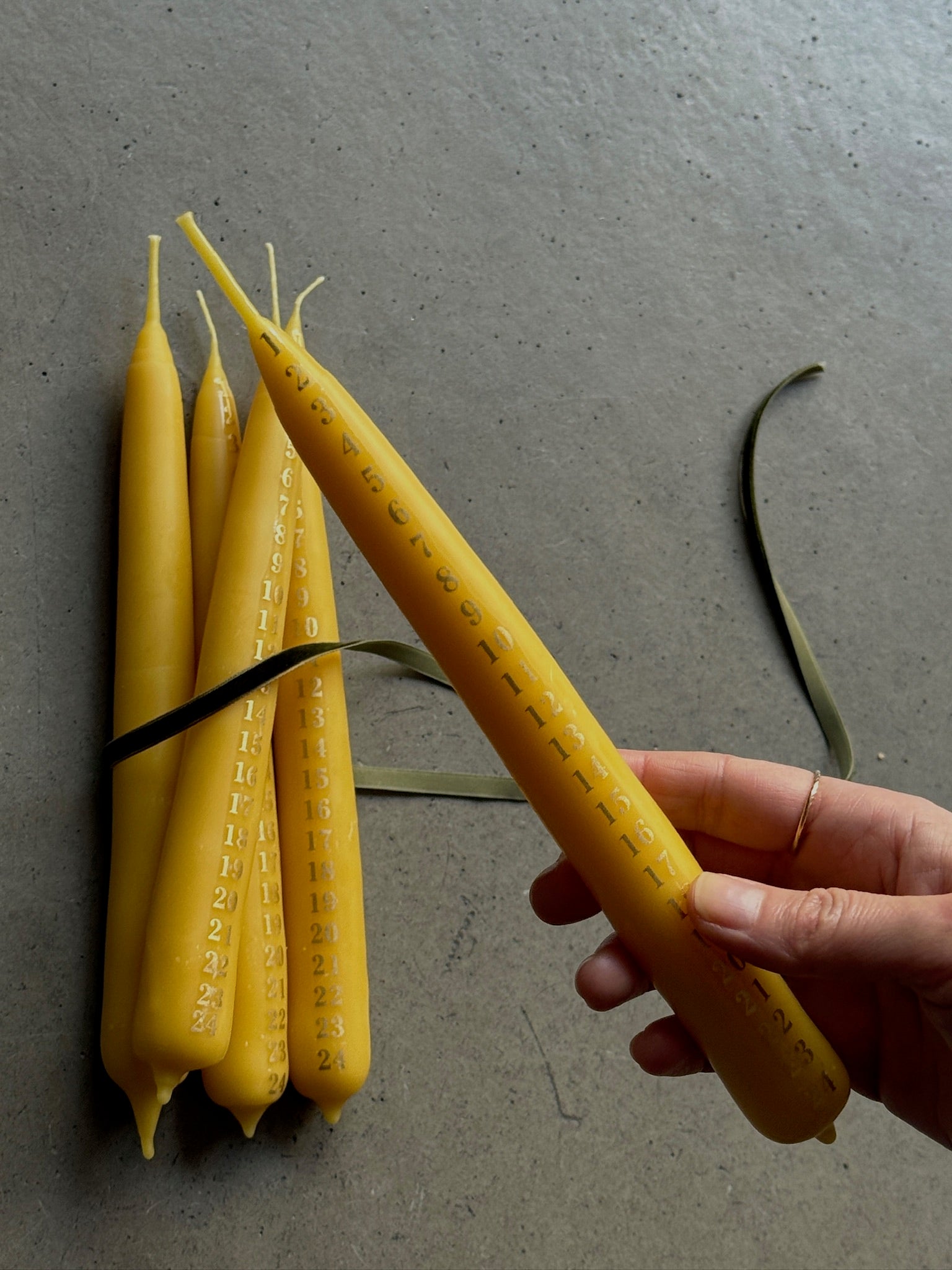 Hand Dipped Beeswax Calendar Candle