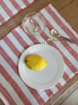 Linen Table Mat / Red / White Stripe
