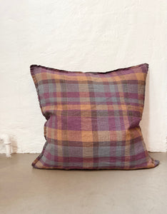 Pudebetræk / Hør / 50 x 50 / Burgundy Tartan