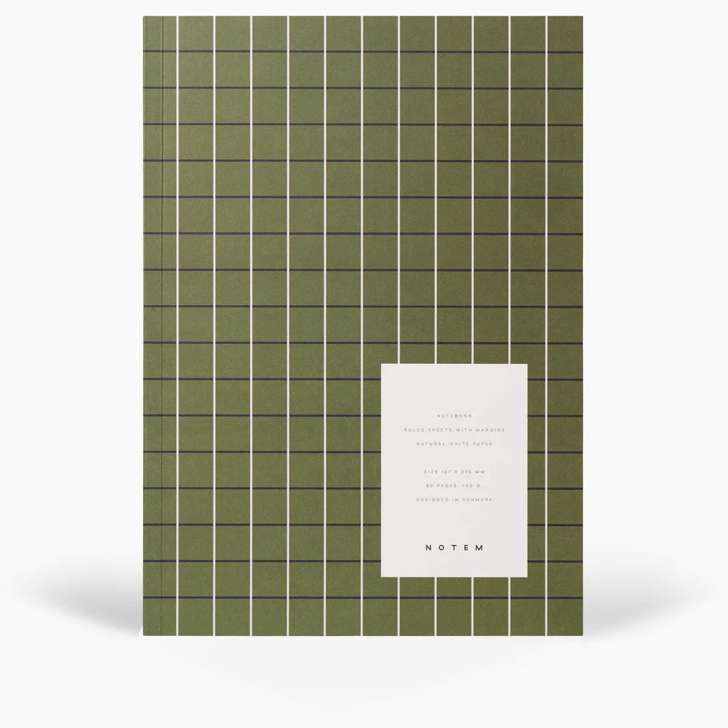 NOTEM Vita Notebook, Medium - Green Grid