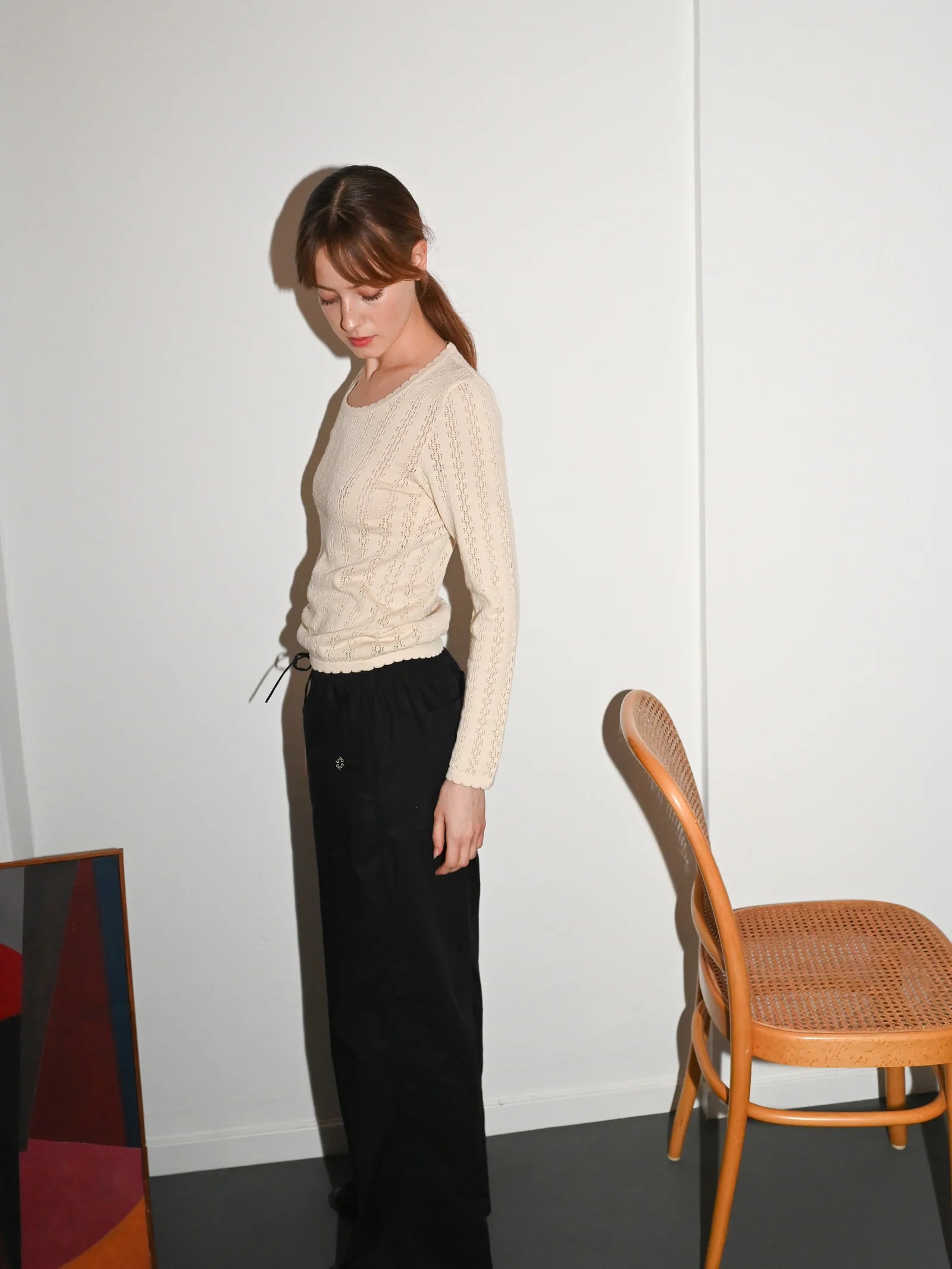 Nellie Knit Long Sleeve Blouse / Ecru