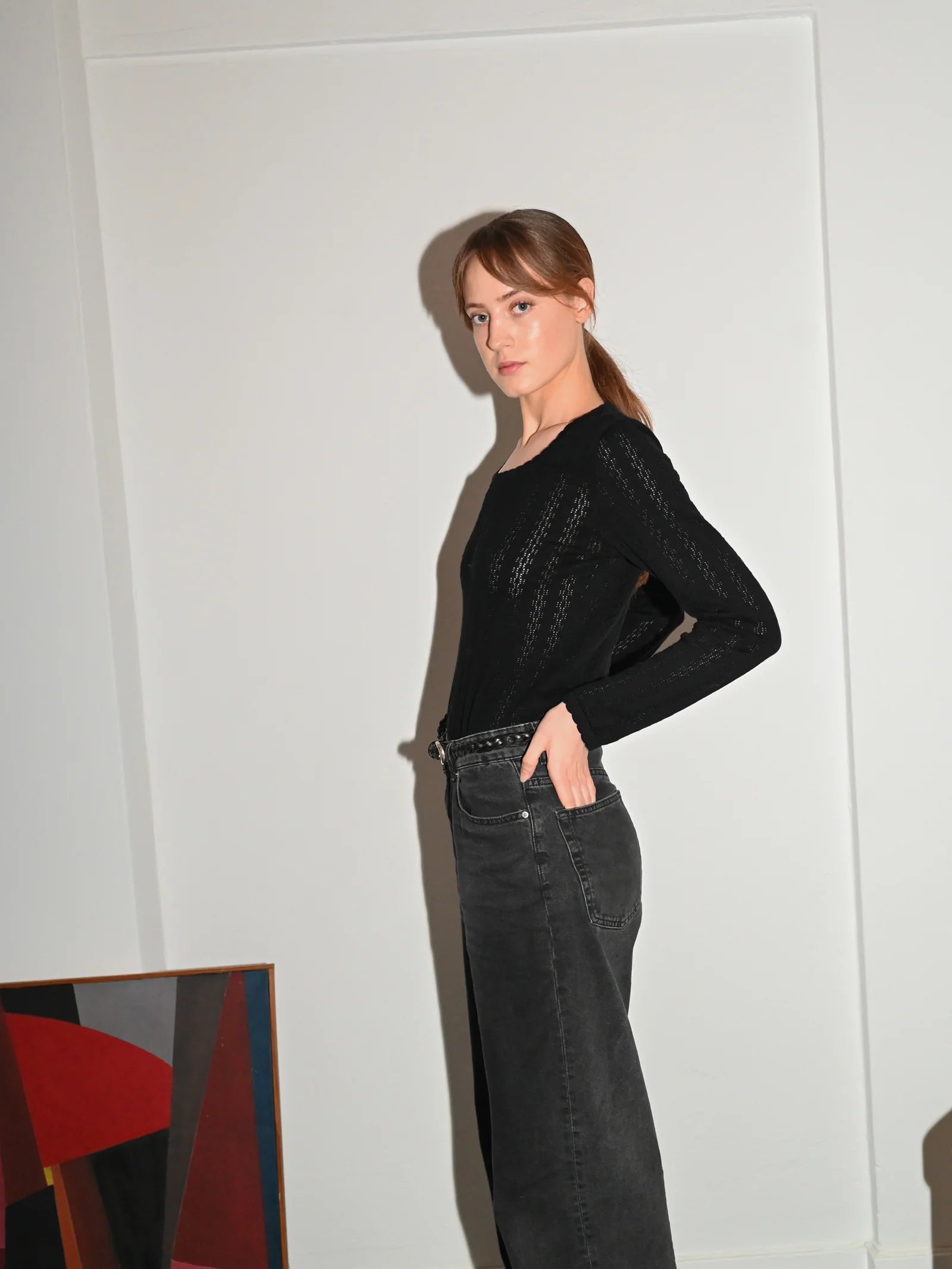 Nellie Knit Long Sleeve Blouse / Black