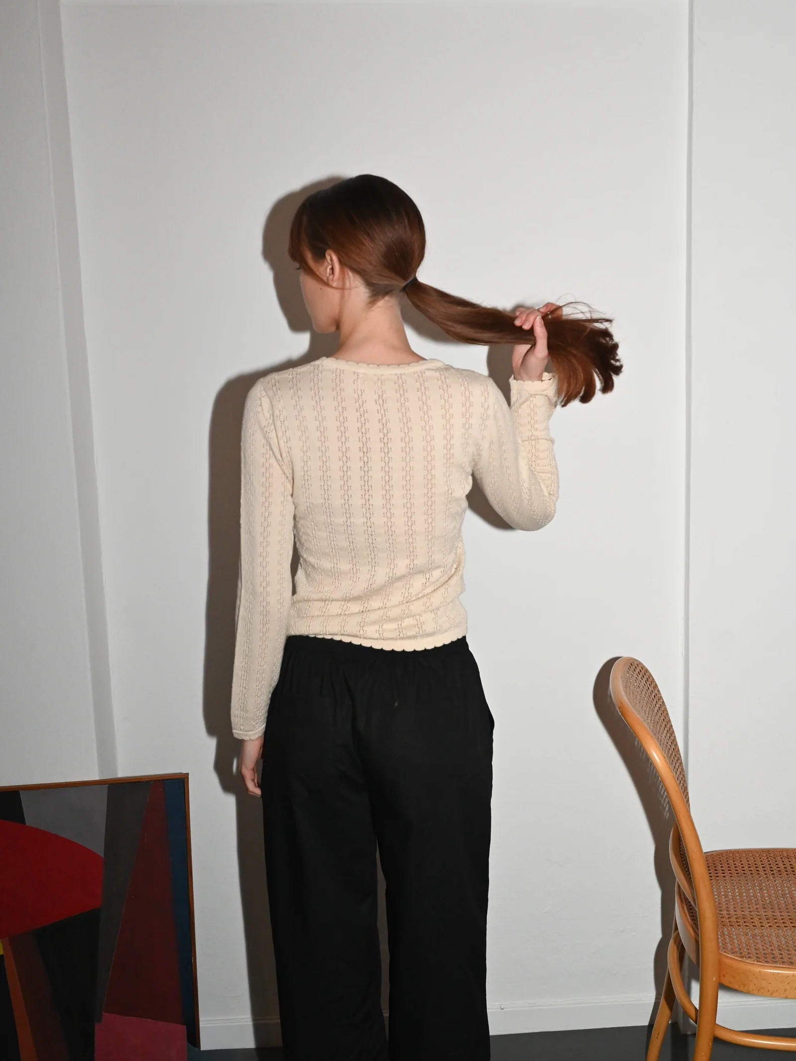 Nellie Knit Long Sleeve Blouse / Ecru
