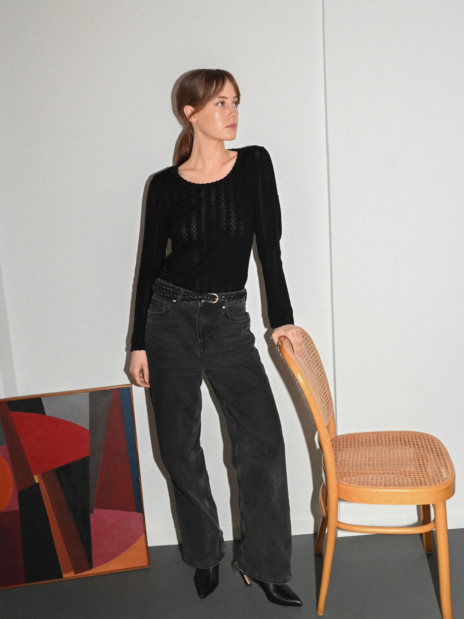 Nellie Knit Long Sleeve Blouse / Black