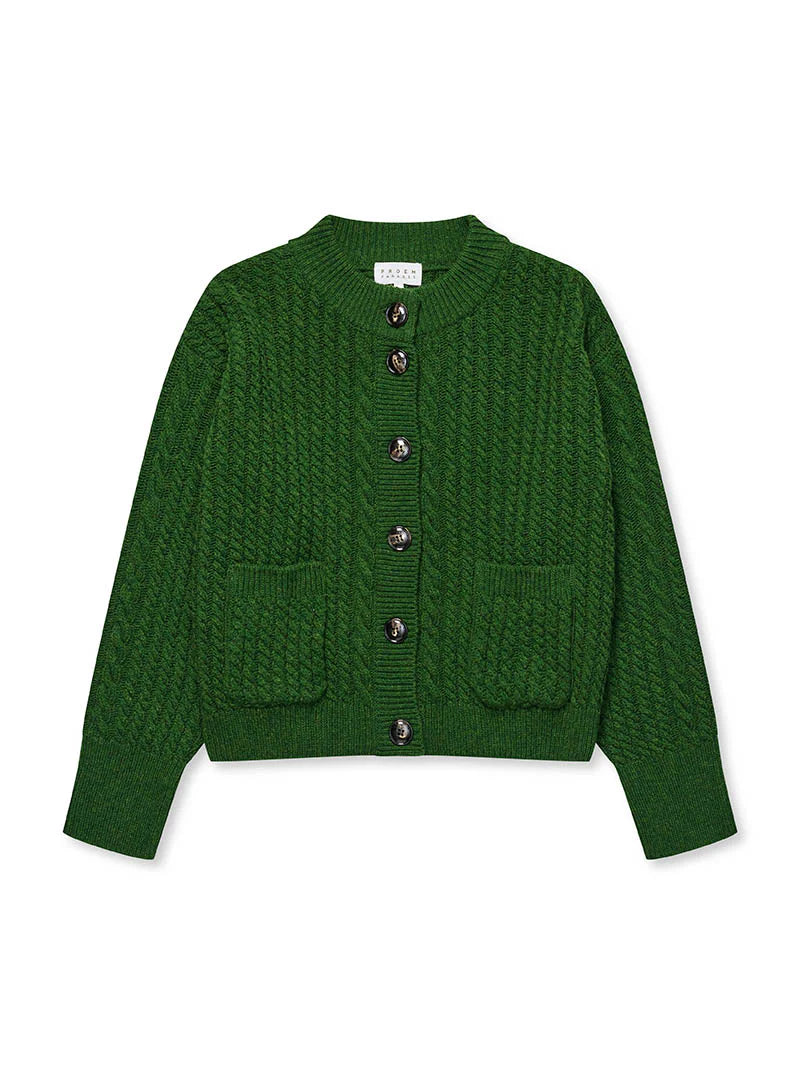 Gertrud Cable Cardigan / Cactus Green