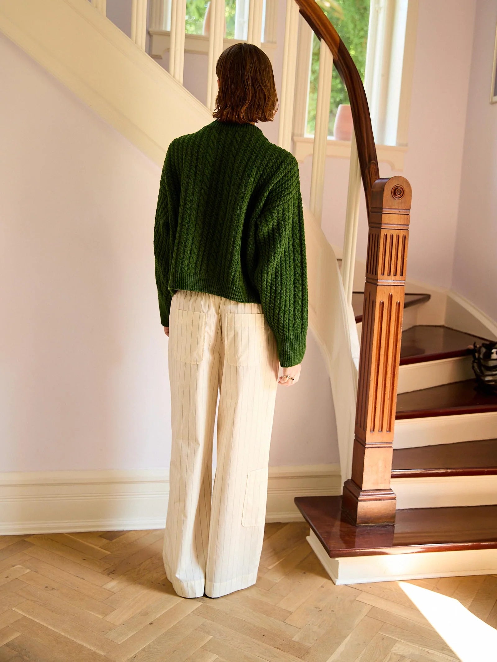 Gertrud Cable Cardigan / Cactus Green