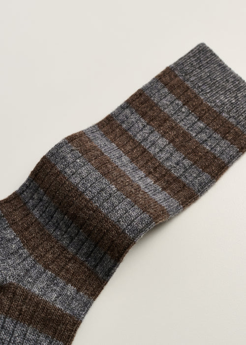 Striped Cashmere Socks / Mix Grey