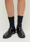 Wool Rib Socks / Navy