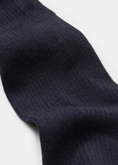 Wool Rib Socks / Navy