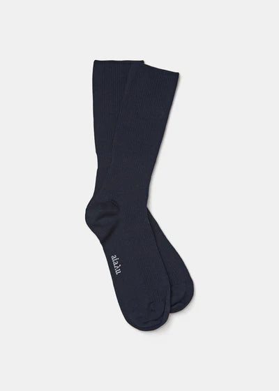 Wool Rib Socks / Navy