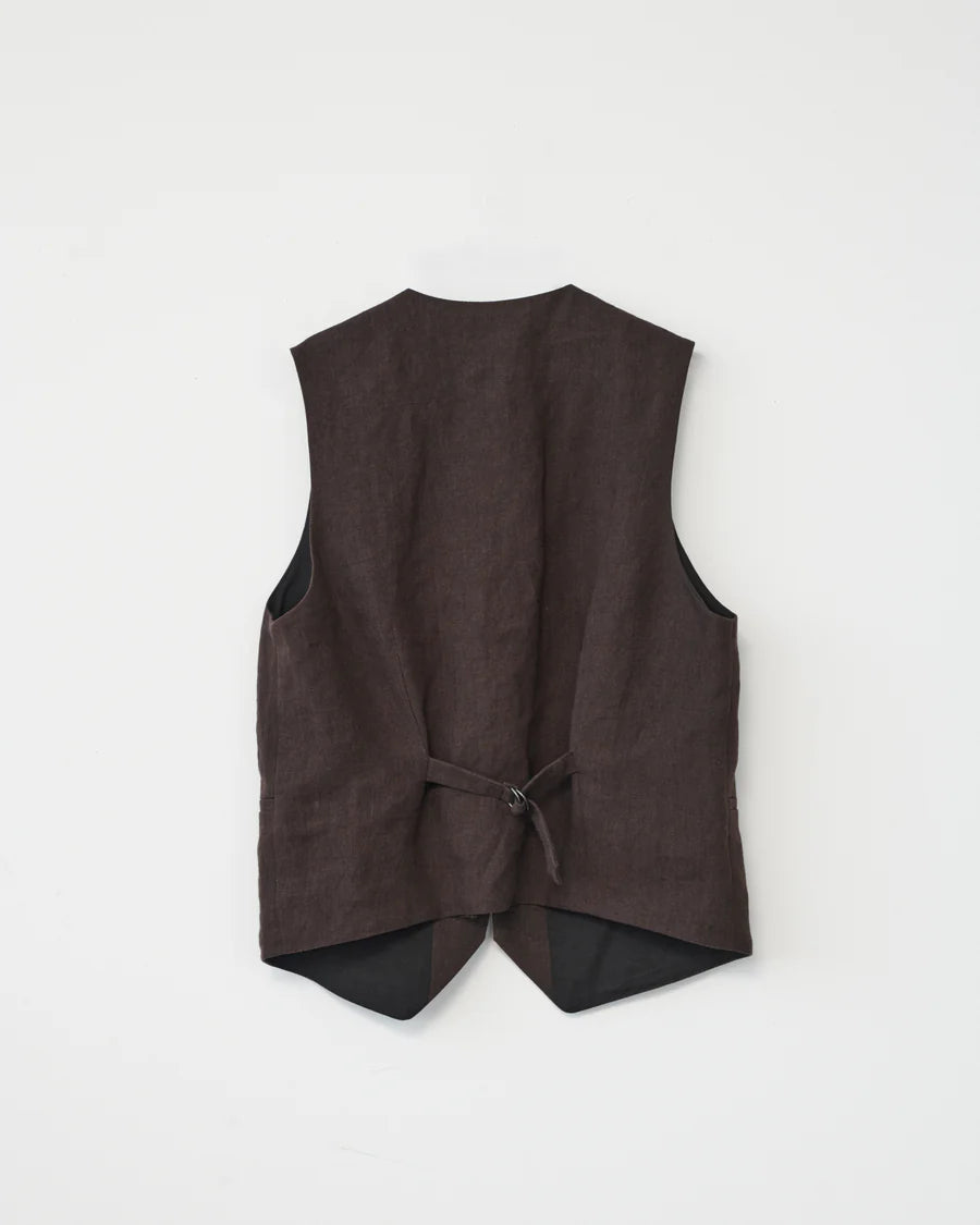 Linen Oversize Vest / Mørkebrun