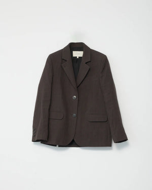 Linen Straight Blazer / Dark Brown