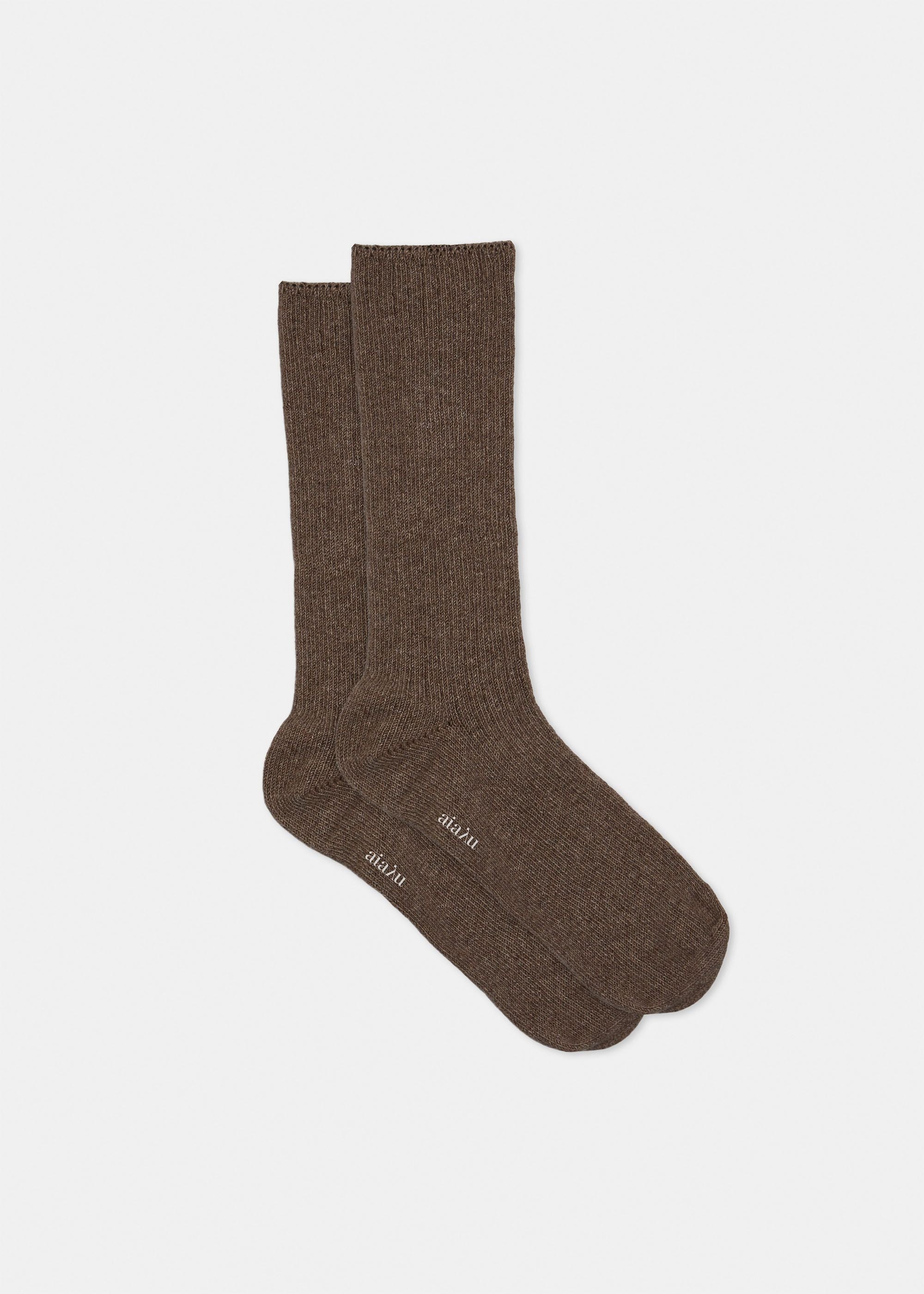 Cashmere Rib Socks / Dark Brown