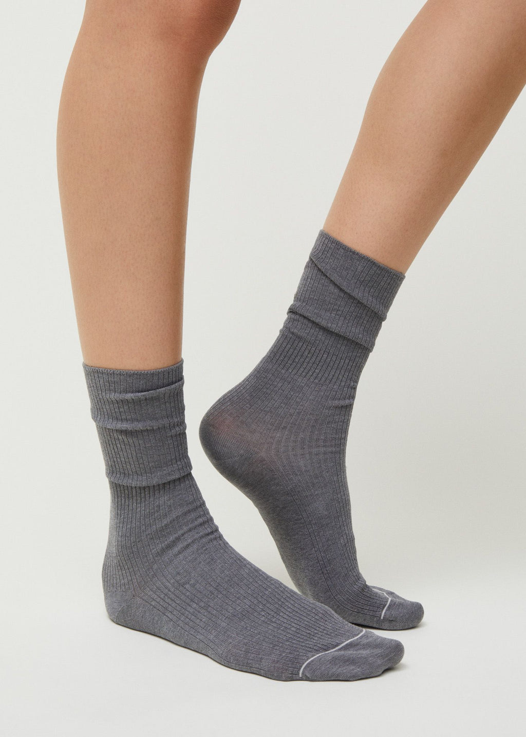 Cotton Rib Socks / Grey Melange