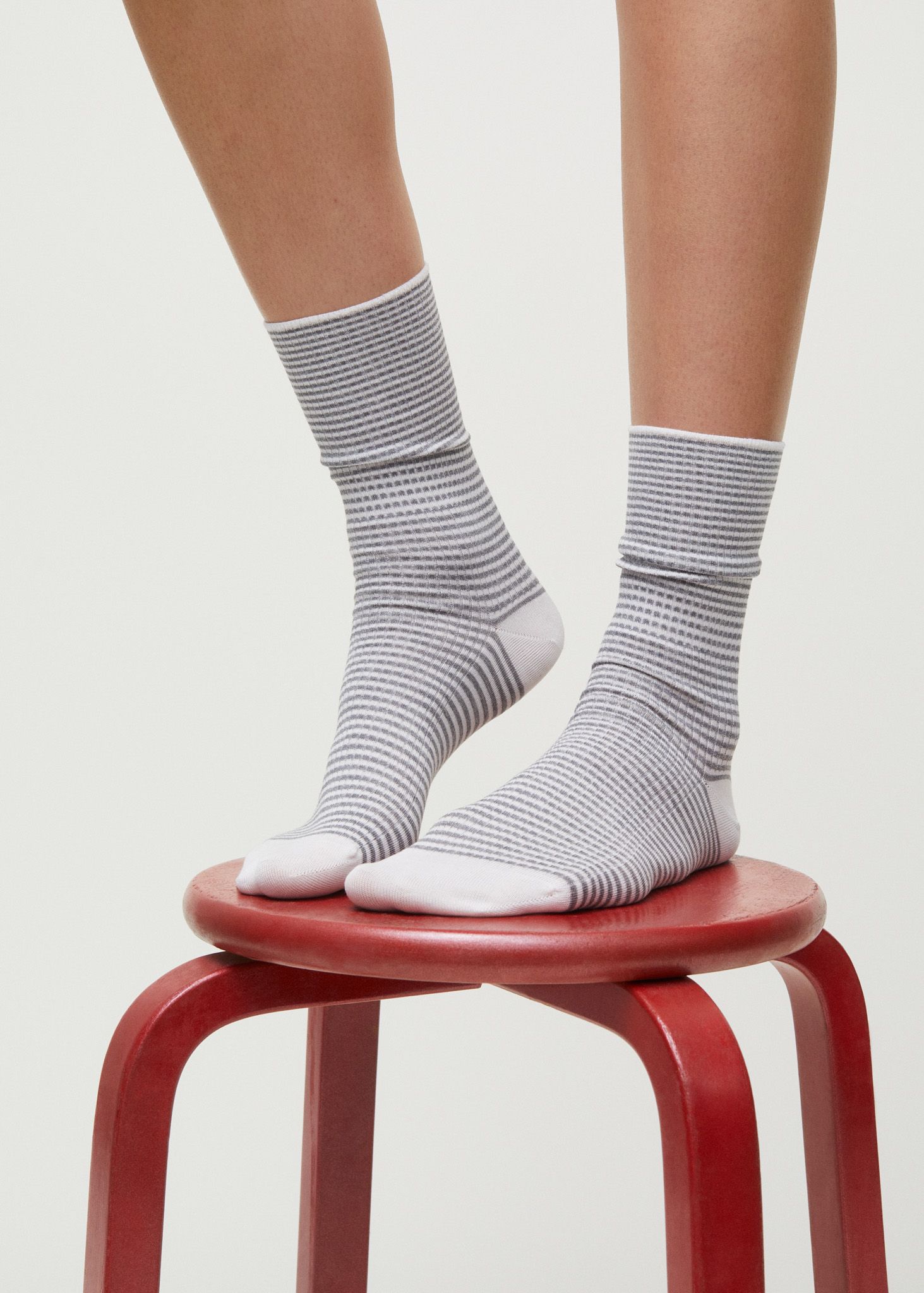 Cotton Stripe Socks / Mix Grey