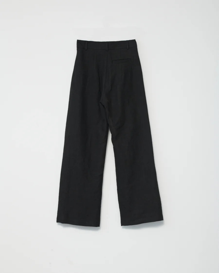 Linen Wide Box Pants / Black