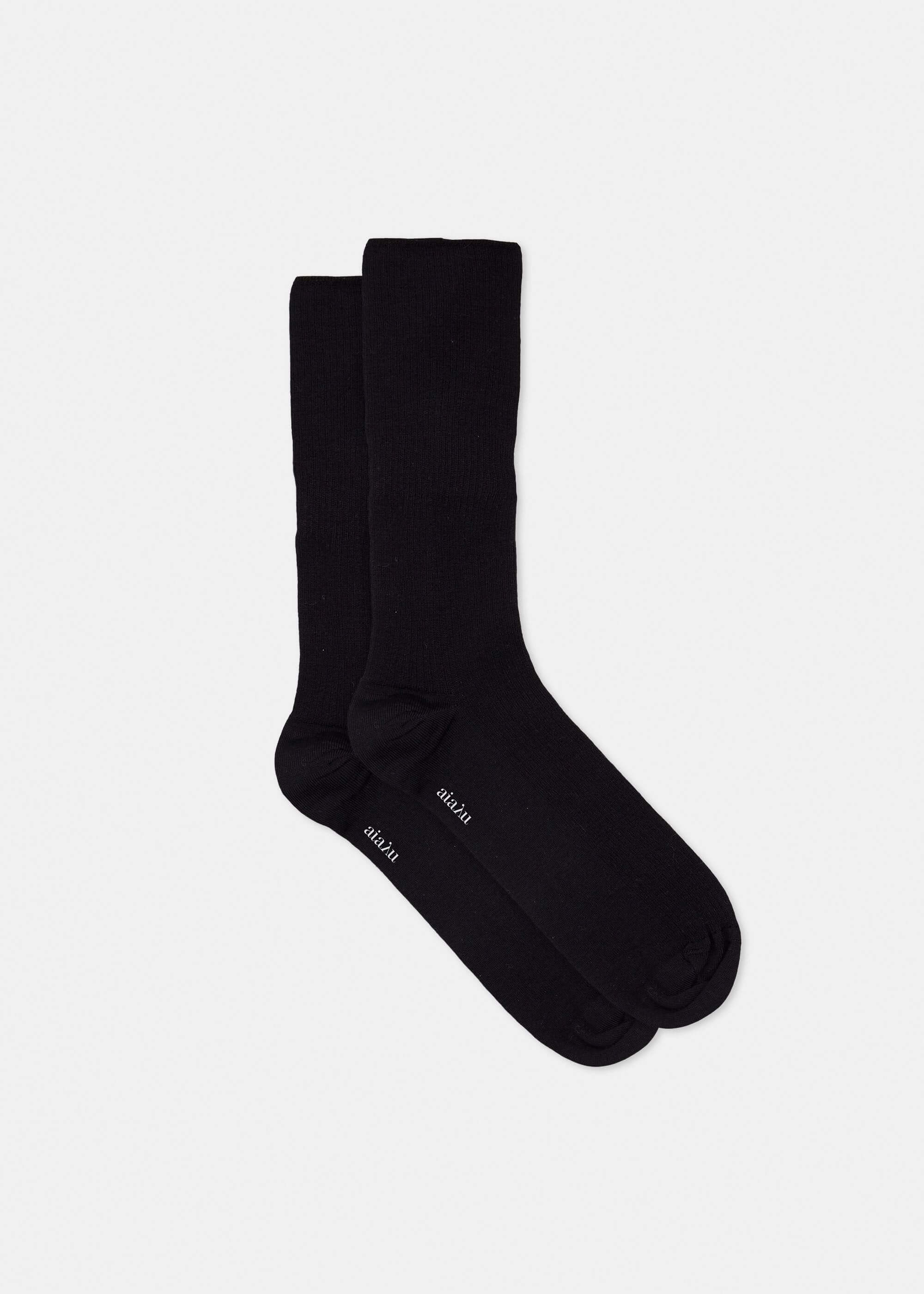 Wool Rib Socks / Black