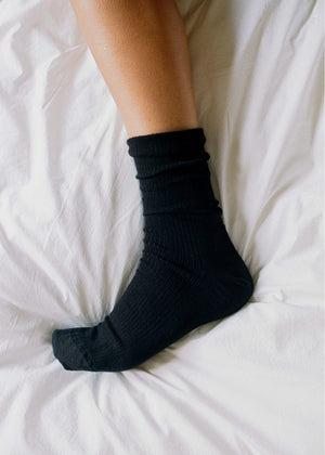 Wool Rib Socks / Black