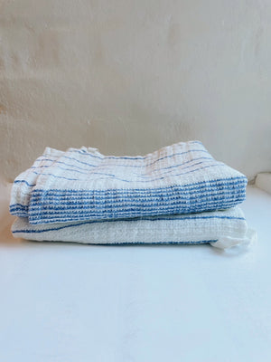 Linen Dishtowel / Blue Stripe
