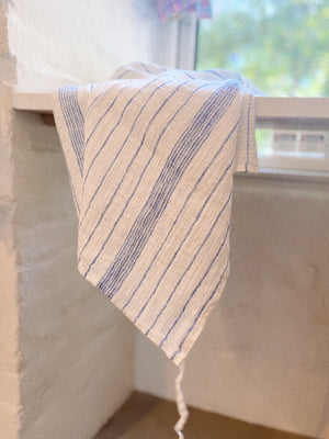 Linen Dishtowel / Blue Stripe