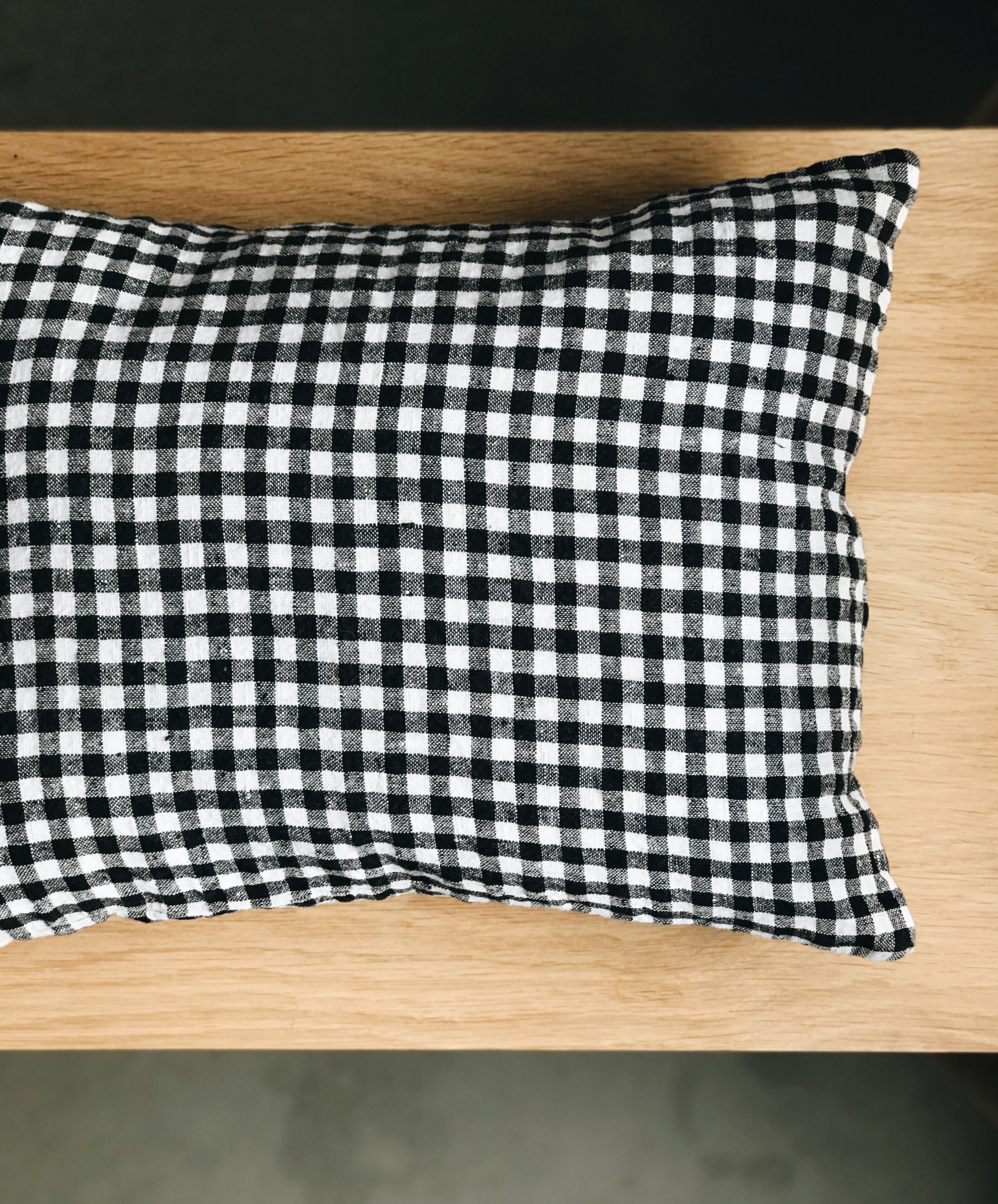 Linen Pillow Case, 30 x 40, Black Gingham