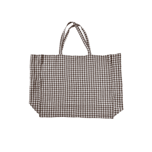 Large Linen Bag / Brown Gingham